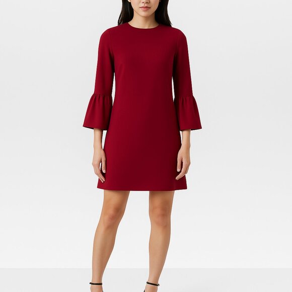 Alice + Olivia Burgundy Bell Sleeve Shift Dress - Picture 1 of 10